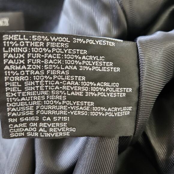 New Ellen Tracy Black Wool Blend Coat Cape Poncho XL Faux Fur Trim - Picture 7 of 8